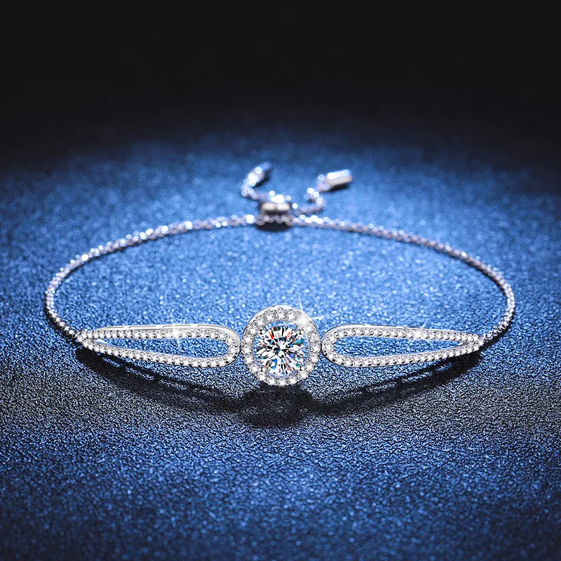 Personalized Rhodium Plated Moissanite Tennis Cuff Charm Women's Bracelet Fashion Luxury 925 Sterling Silver Jewellery Wholesale