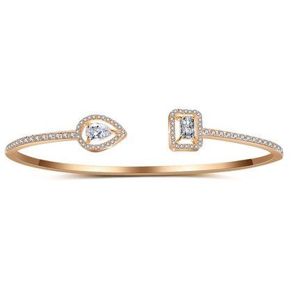RAKOL BP2212 Fine Design Minimalist Colour Gemstone Zircon Dubai Bridal Adjustable Bangle Bracelets Jewellery Women