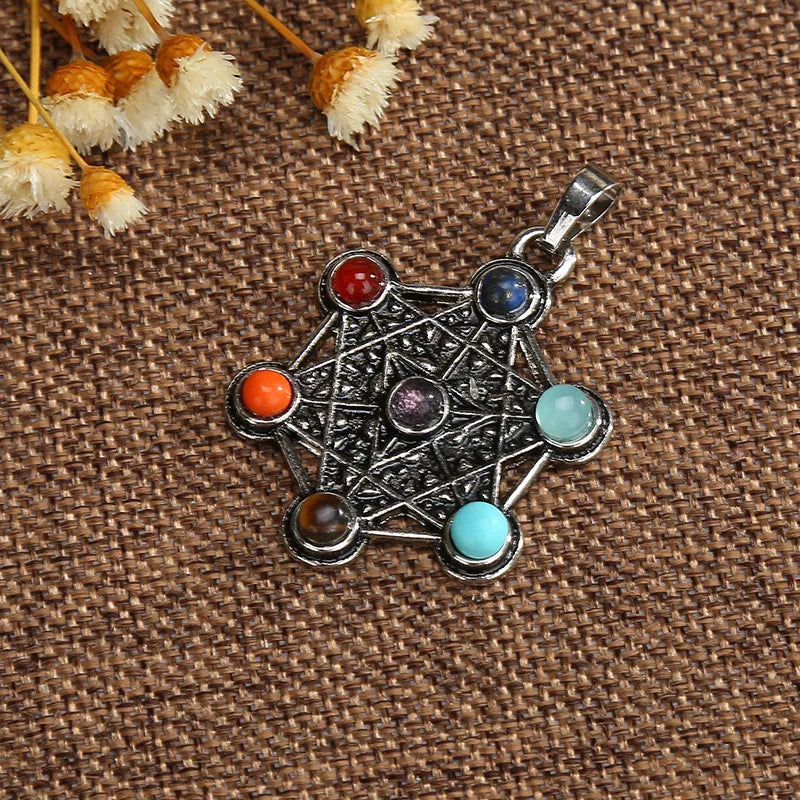 Jewellery Reiki 7 Chakra Stones Crystal Sterling Silver Healing Yoga Pendant Tree of Life Necklace for Women