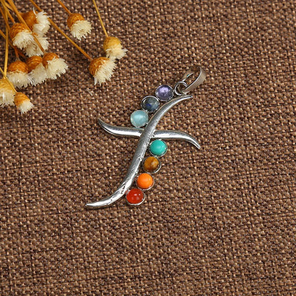 Jewellery Reiki 7 Chakra Stones Crystal Sterling Silver Healing Yoga Pendant Tree of Life Necklace for Women