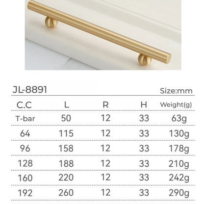 Solid Brass Elegant Modern Bar Pull, Solid Brass Single Hole Handle for Flush Mount on Cabinet and Furniture