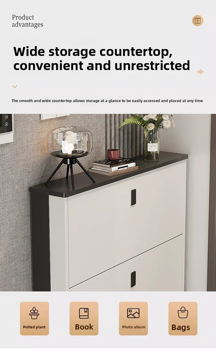 Ultra-Thin Entryway Shoe Cabinet with  Large Capacity Flip-Type Storage Luxury Home Furniture