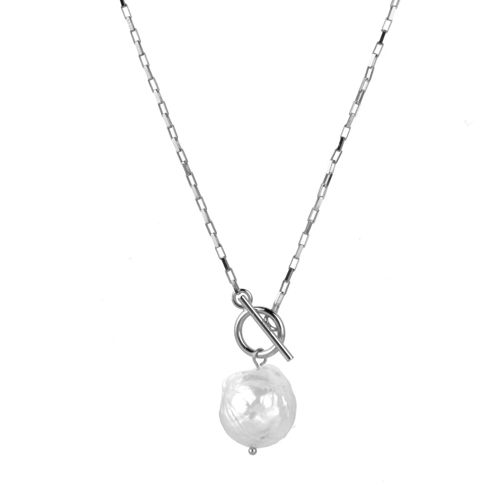 FUAMAY Dainty 925 Silver T Bar Baroque Freshwater Pearl Necklaces Pearls for Jewellery Making