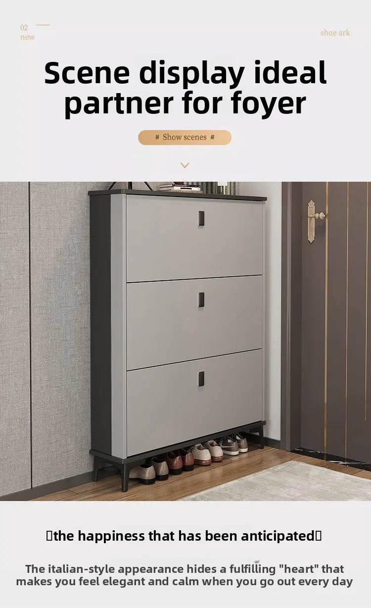Ultra-Thin Entryway Shoe Cabinet with  Large Capacity Flip-Type Storage Luxury Home Furniture