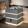 High-End Luxury Smart Bedside Table Modern Solid Wood Nightstand Wireless Charging Multifunctional Bedroom Furniture for Living