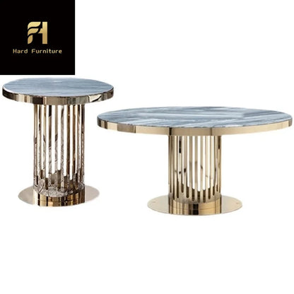 Nordic Style Round Small Marble Nesting Coffee Table Gold Stainless Steel Frame Side Table for Living Room Furniture