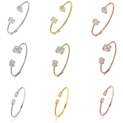 RAKOL BP2212 Fine Design Minimalist Colour Gemstone Zircon Dubai Bridal Adjustable Bangle Bracelets Jewellery Women