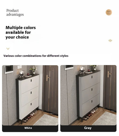 Ultra-Thin Entryway Shoe Cabinet with  Large Capacity Flip-Type Storage Luxury Home Furniture