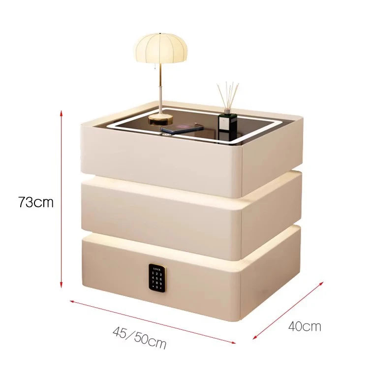 High-End Luxury Smart Bedside Table Modern Solid Wood Nightstand Wireless Charging Multifunctional Bedroom Furniture for Living