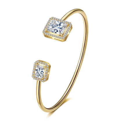 RAKOL BP2212 Fine Design Minimalist Colour Gemstone Zircon Dubai Bridal Adjustable Bangle Bracelets Jewellery Women