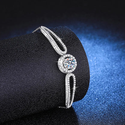 Personalized Rhodium Plated Moissanite Tennis Cuff Charm Women's Bracelet Fashion Luxury 925 Sterling Silver Jewellery Wholesale