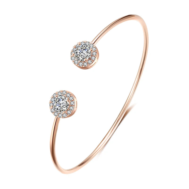 RAKOL BP2212 Fine Design Minimalist Colour Gemstone Zircon Dubai Bridal Adjustable Bangle Bracelets Jewellery Women