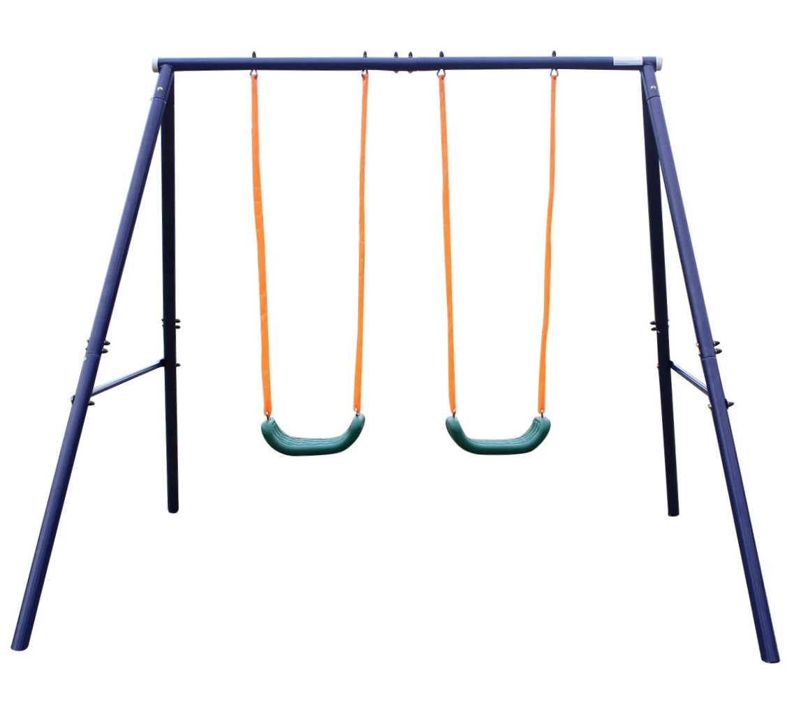 Modern Comfortable Double Seat Outdoor Swing for Children Stainless Steel Frame PE PP for Home Garden Park School Furniture