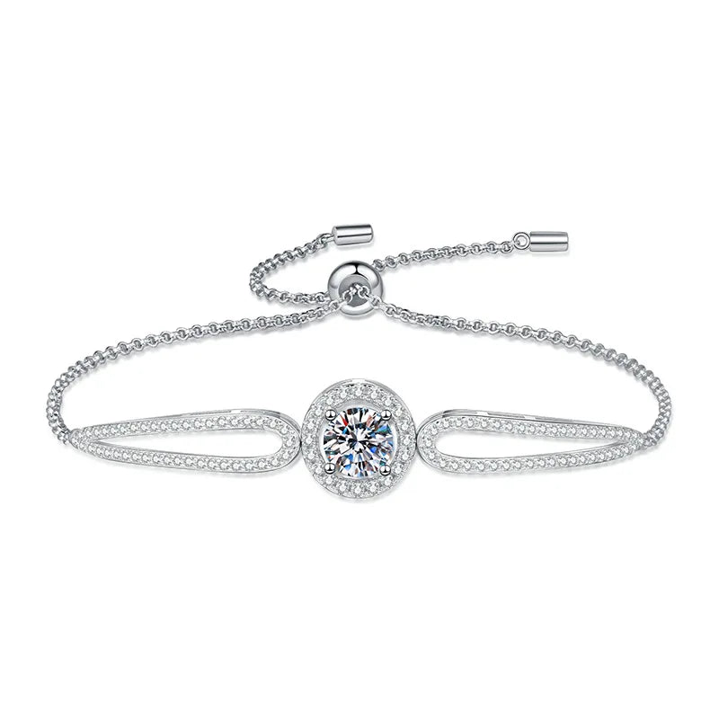 Personalized Rhodium Plated Moissanite Tennis Cuff Charm Women's Bracelet Fashion Luxury 925 Sterling Silver Jewellery Wholesale