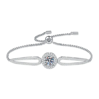 Personalized Rhodium Plated Moissanite Tennis Cuff Charm Women's Bracelet Fashion Luxury 925 Sterling Silver Jewellery Wholesale