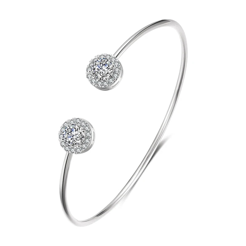 RAKOL BP2212 Fine Design Minimalist Colour Gemstone Zircon Dubai Bridal Adjustable Bangle Bracelets Jewellery Women