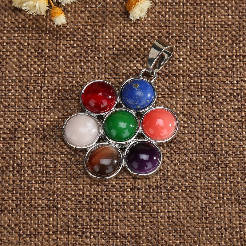 Jewellery Reiki 7 Chakra Stones Crystal Sterling Silver Healing Yoga Pendant Tree of Life Necklace for Women