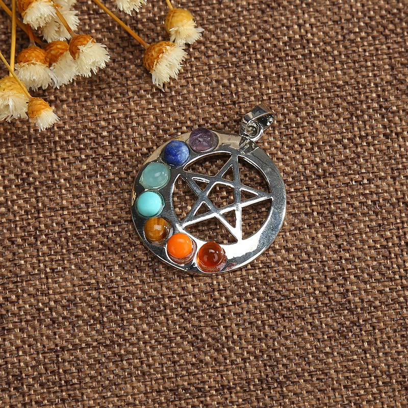 Jewellery Reiki 7 Chakra Stones Crystal Sterling Silver Healing Yoga Pendant Tree of Life Necklace for Women