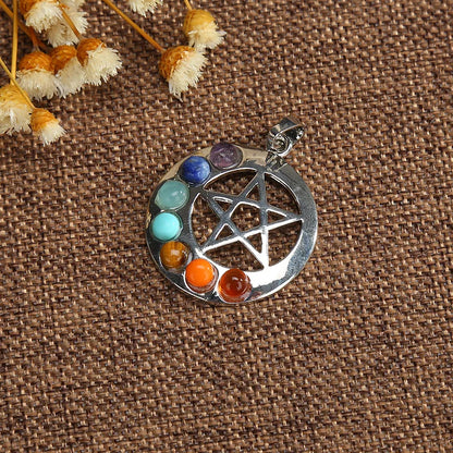 Jewellery Reiki 7 Chakra Stones Crystal Sterling Silver Healing Yoga Pendant Tree of Life Necklace for Women