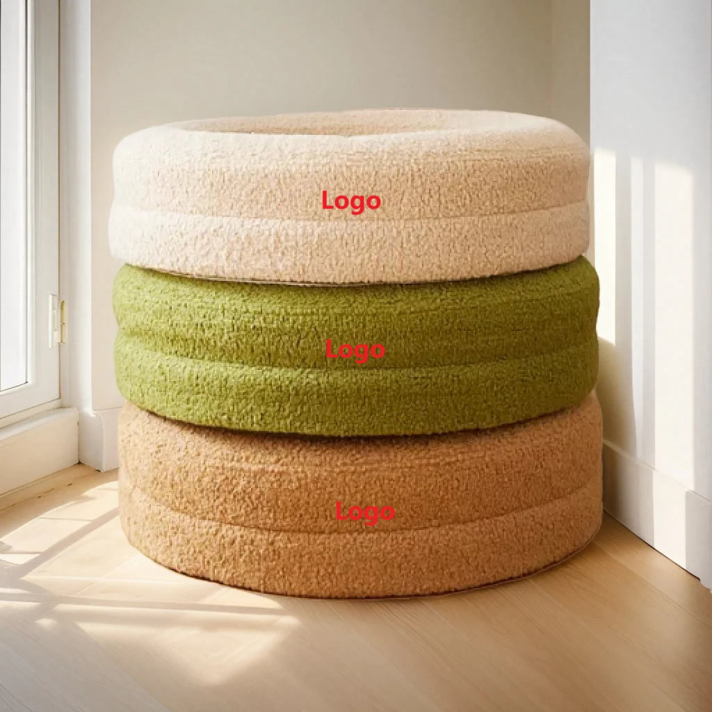 OEM and ODM Pet Round Plush Nest Bed for Cats & Dogs Thickened Warm Removable Washable Winter Use