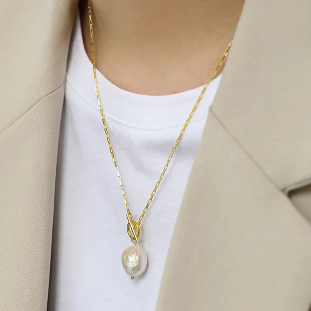 FUAMAY Dainty 925 Silver T Bar Baroque Freshwater Pearl Necklaces Pearls for Jewellery Making