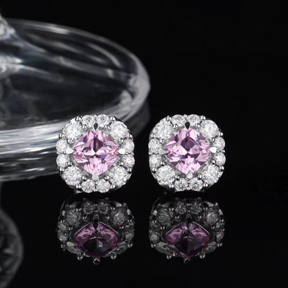 White 18K Gold Plated Waterproof Earrings Lab Grown Sapphire Moissanite Radiant Cut Stud 925 Silver Jewellery