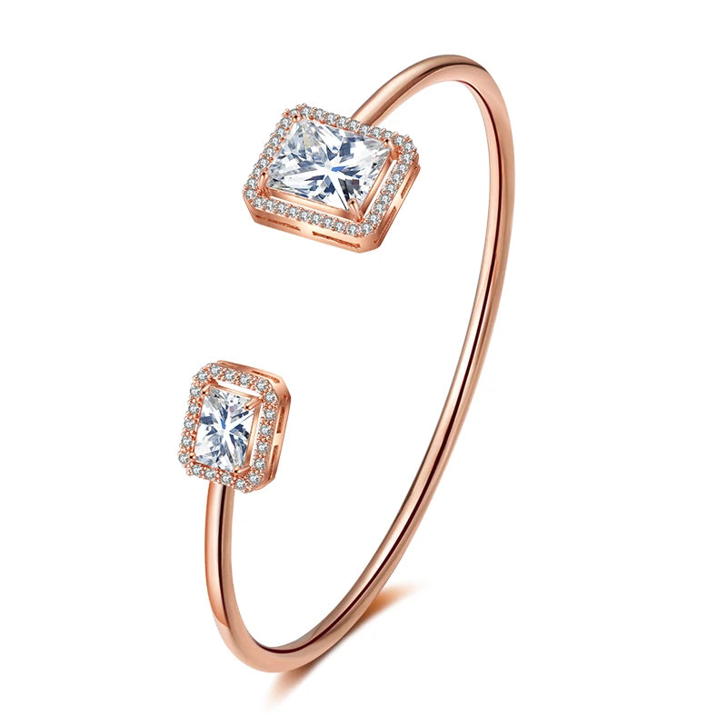 RAKOL BP2212 Fine Design Minimalist Colour Gemstone Zircon Dubai Bridal Adjustable Bangle Bracelets Jewellery Women