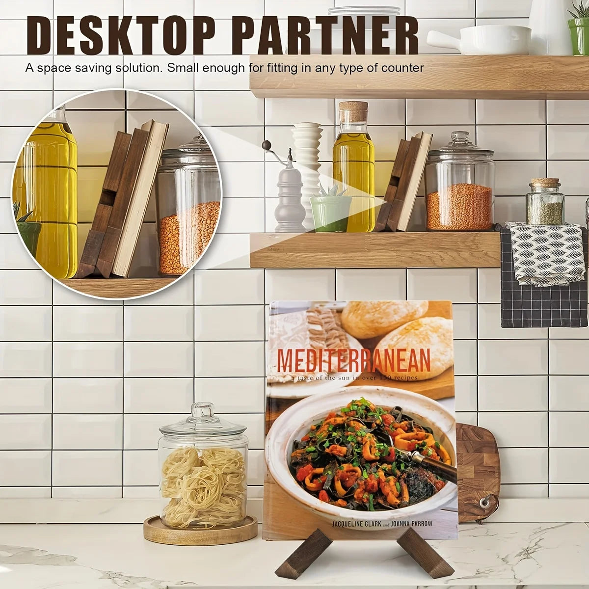 Kitchen Counter Cookbook Bookshelf, Wooden Cooking Bookshelf, Rustic Cooking Bookshelf