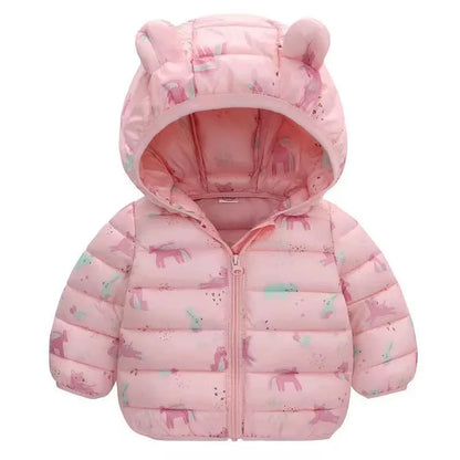 Kids Coats Baby Warm Hooded Down Jackets Girls Boys Cartoon Outerwear Children Fashion Overcoat Cute Top 1-5 Years