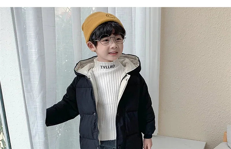 Children Down Outerwear Winter Kids Clothes Boys Girls Cotton-Padded Parka Coats Thicken Warm Long Jackets