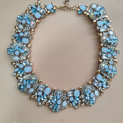 Elegant Jewellery Gifts for Her Women's Vintage Statement Earrings and Large Crystal Rhinestone Choker Necklace Jewelry Set