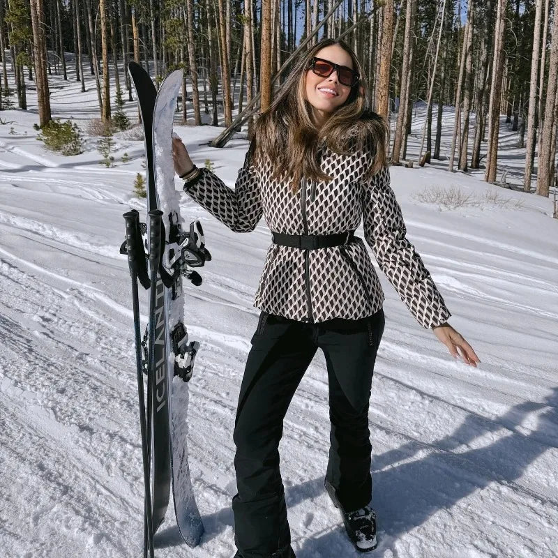 Women's new warm cotton clothes with belts, long-sleeved ski cotton jackets and jackets winter coat winter clothes women winter