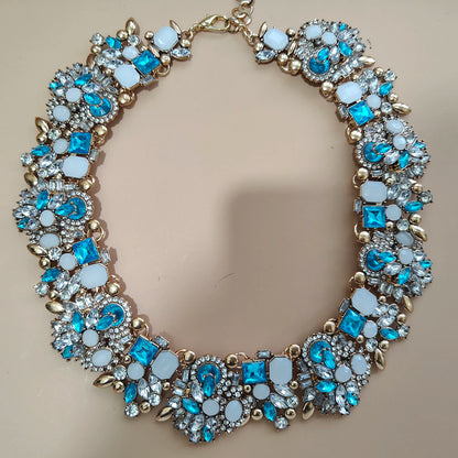Elegant Jewellery Gifts for Her Women's Vintage Statement Earrings and Large Crystal Rhinestone Choker Necklace Jewelry Set