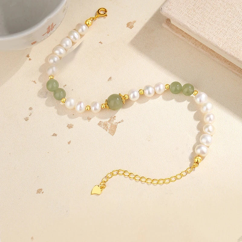 Jades Jewelry For Wedding Women Girlfriend Christmas Gifts Agates Elastic Bangle Bracelets Green Stone Beads Bracelet Crystal