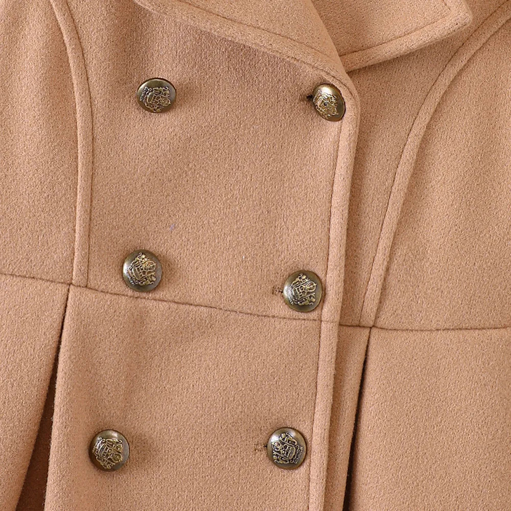 Casual Wool Coat Jacket 5-10Y Winter Children Girls Clothing Long-sleeved Lapel Double-breasted Kids Woolen Coat Girl Clothes