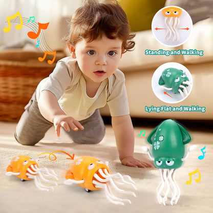 Electronic Dancing Squid Toys with Light&Music Lying Flat Squid Toddler Interactive Development Tummy Time Gifts
