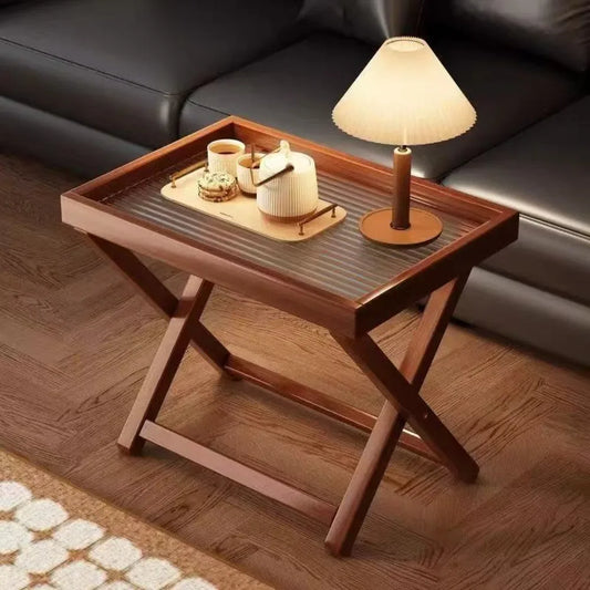 Foldable Coffee Table Sofa Side Mini Desk Living Room Shelf Wooden Nightstand Home Decoration Vintage Funiture