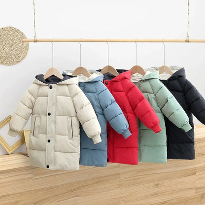 Children Down Outerwear Winter Kids Clothes Boys Girls Cotton-Padded Parka Coats Thicken Warm Long Jackets