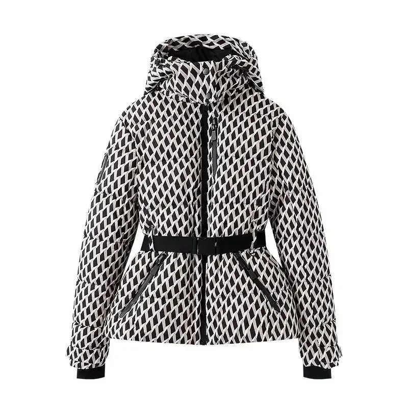 Women's new warm cotton clothes with belts, long-sleeved ski cotton jackets and jackets winter coat winter clothes women winter
