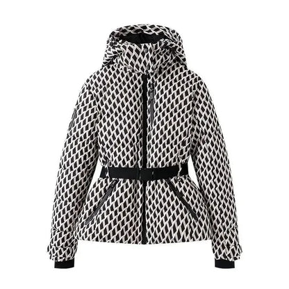 Women's new warm cotton clothes with belts, long-sleeved ski cotton jackets and jackets winter coat winter clothes women winter