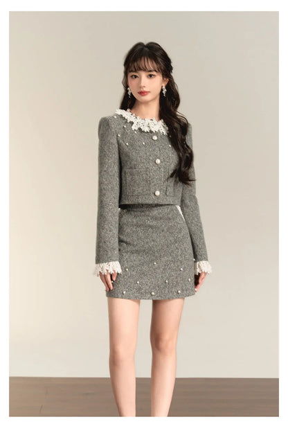 2024 new Winter clothes for women two piece set Jackets Coat + Skirt Female conjuntos para mujeres 2 piece sets women outfit
