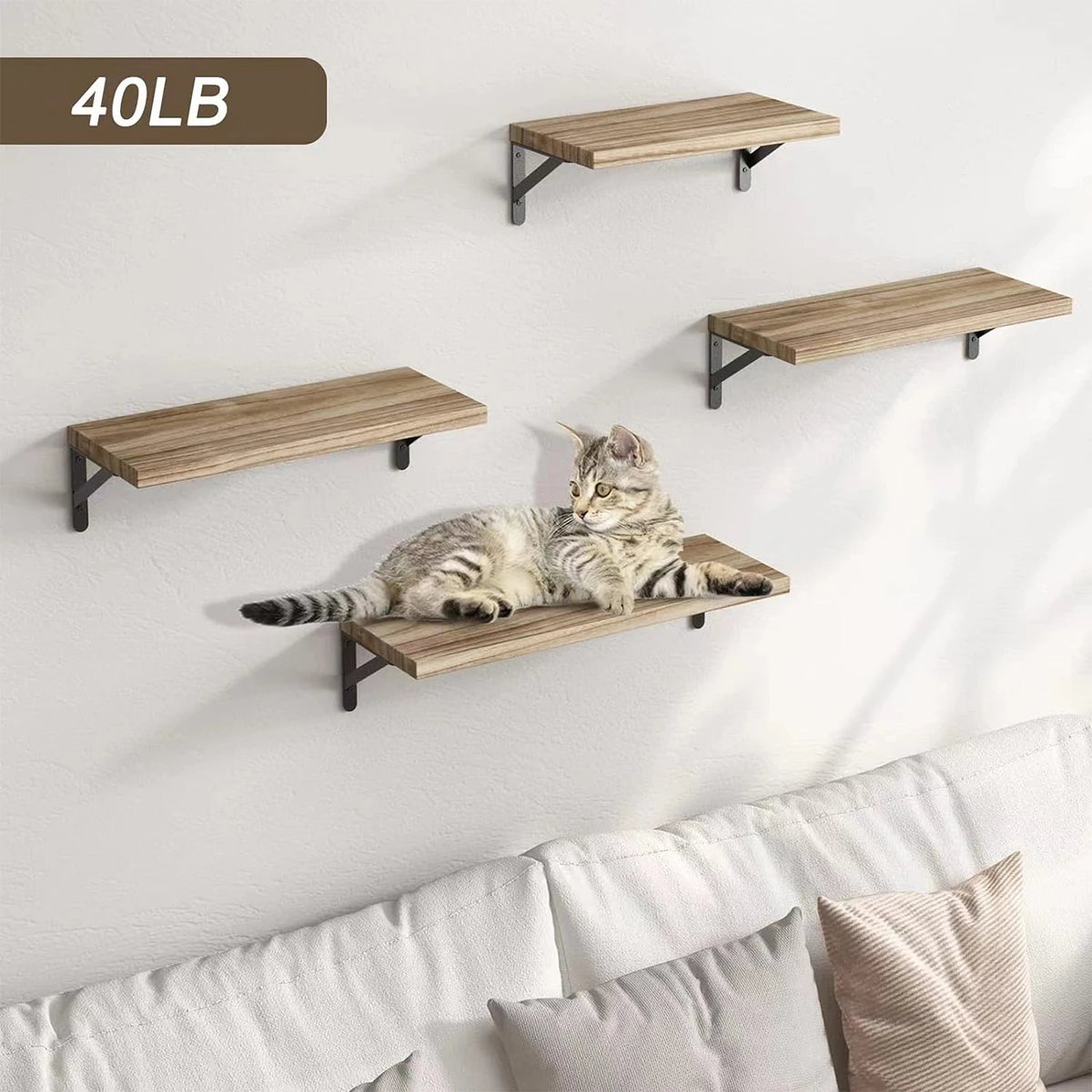 Wall Mounted Wood Shelf for Living Room, Bathroom, Bedroom, Kitchen, Home Decor