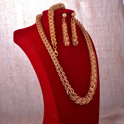 Dubai Gold Plated Jewelry Set For Women Female Romantic Nigerian Wedding Jewellery Gift