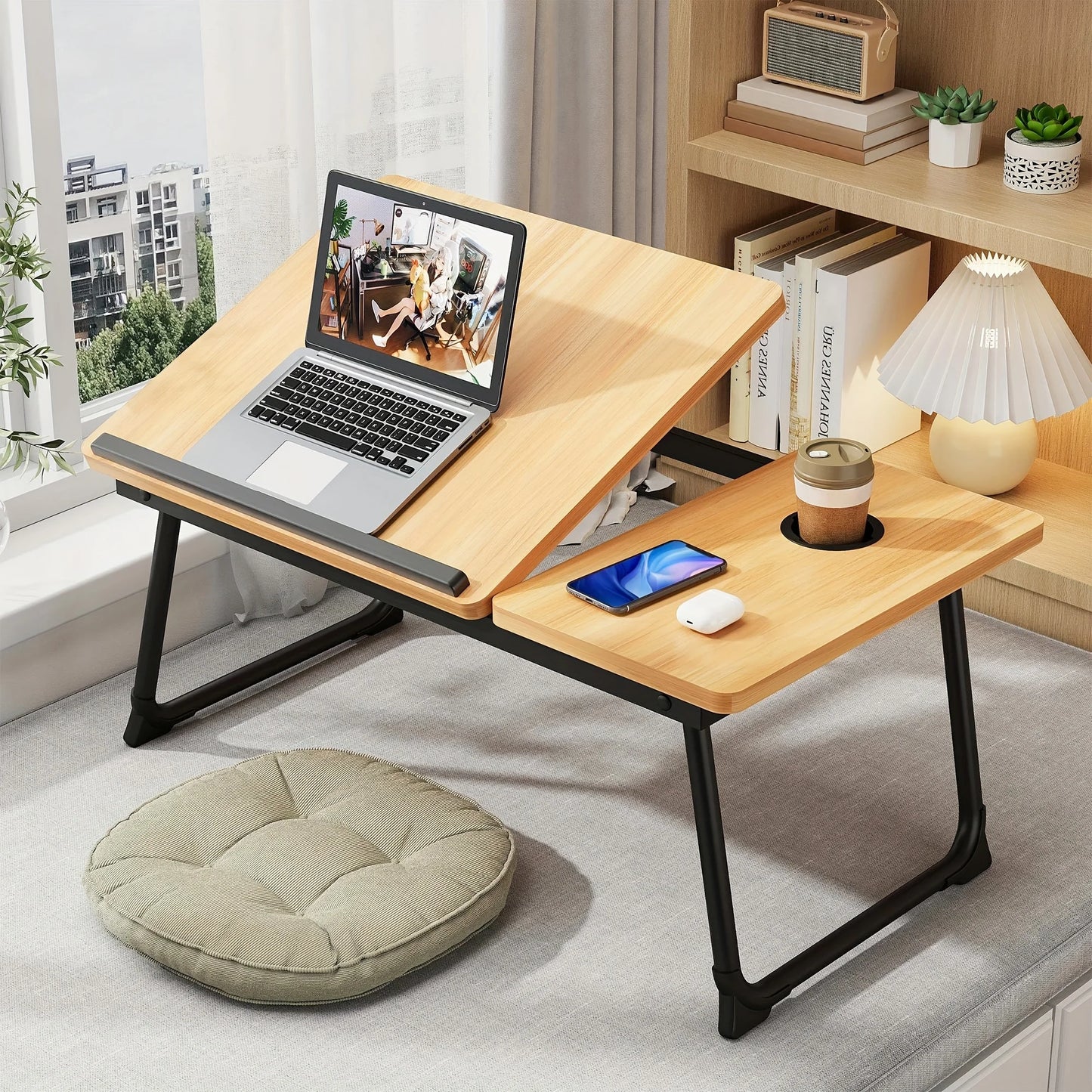 Tray table, notebook computer and writing table, notebook computer bed support