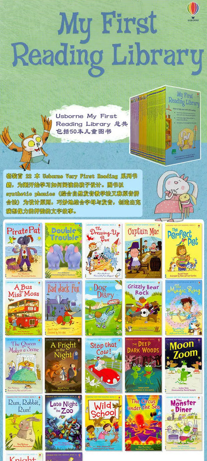 50 Books/Set Usborne My First Reading Library English Picture Books Baby Early Childhood Words Learning Gift For Kids learn