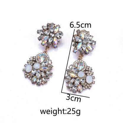 Elegant Jewellery Gifts for Her Women's Vintage Statement Earrings and Large Crystal Rhinestone Choker Necklace Jewelry Set