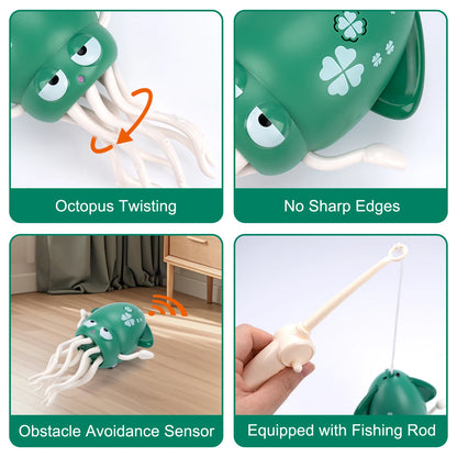 Electronic Dancing Squid Toys with Light&Music Lying Flat Squid Toddler Interactive Development Tummy Time Gifts