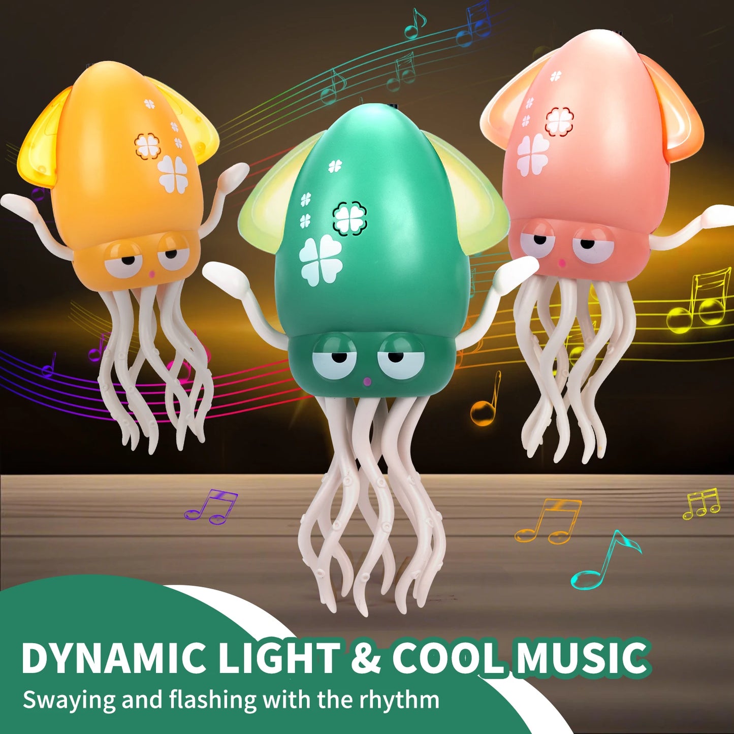 Electronic Dancing Squid Toys with Light&Music Lying Flat Squid Toddler Interactive Development Tummy Time Gifts
