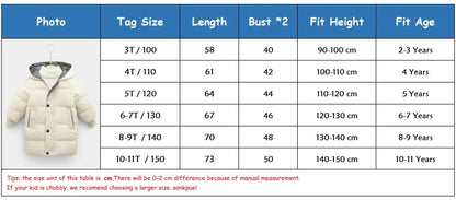 Children Down Outerwear Winter Kids Clothes Boys Girls Cotton-Padded Parka Coats Thicken Warm Long Jackets