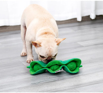 Pea Pet Sniffing Toy for Dogs Plush Soft Chew Toy with Hidden Treat Pockets Built-in Squeakers Interactive Training Nose Work